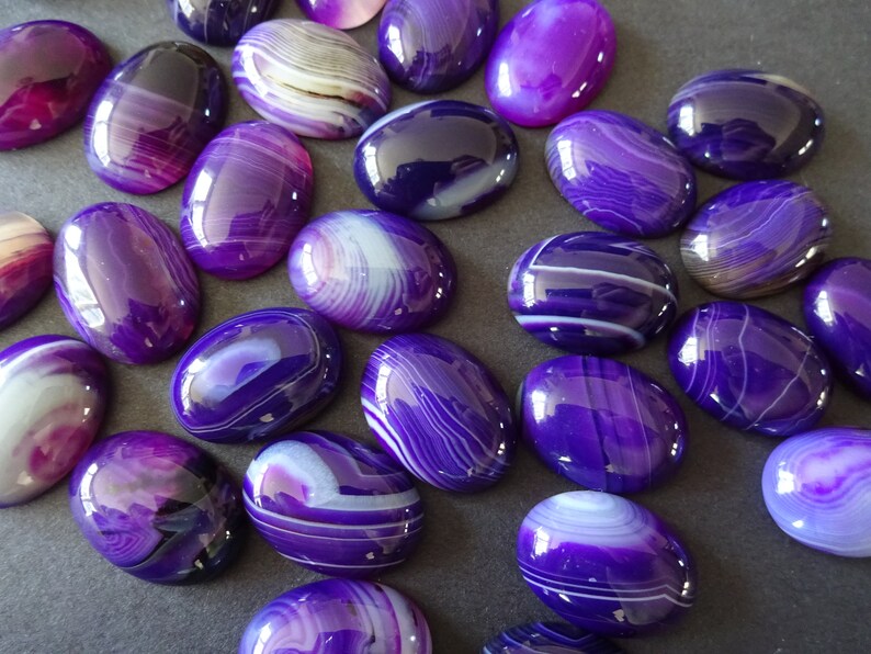 18x13x5mm Natural Purple Agate Gemstone Cabochon Dyed Oval | Etsy
