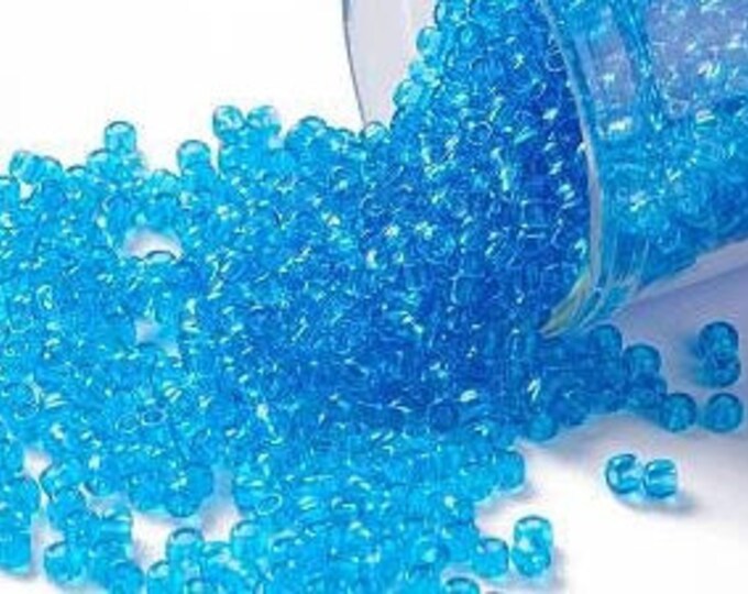 11/0 Toho Seed Beads, Transparent Dark Aquamarine, (3B), 10 grams, About 1110 Round Seed Beads, 2.2mm with .8mm Hole, Transparent Finish