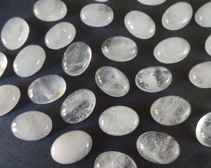 18x13mm Natural Quartz Cabochon, Oval Gemstone Cabochon, Clear Quartz Crystal, Polished Gem, Undrilled, Crystal Cab, White Quartz Cab