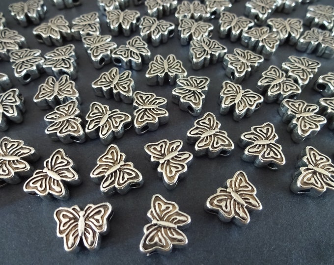 13X10mm Metal Butterfly Bead, Tibetan Silver Bead, Antique Silver Color, Animal Bead, Metal Insect, Insect Charm Bead, Bug Bead, Bead Bug