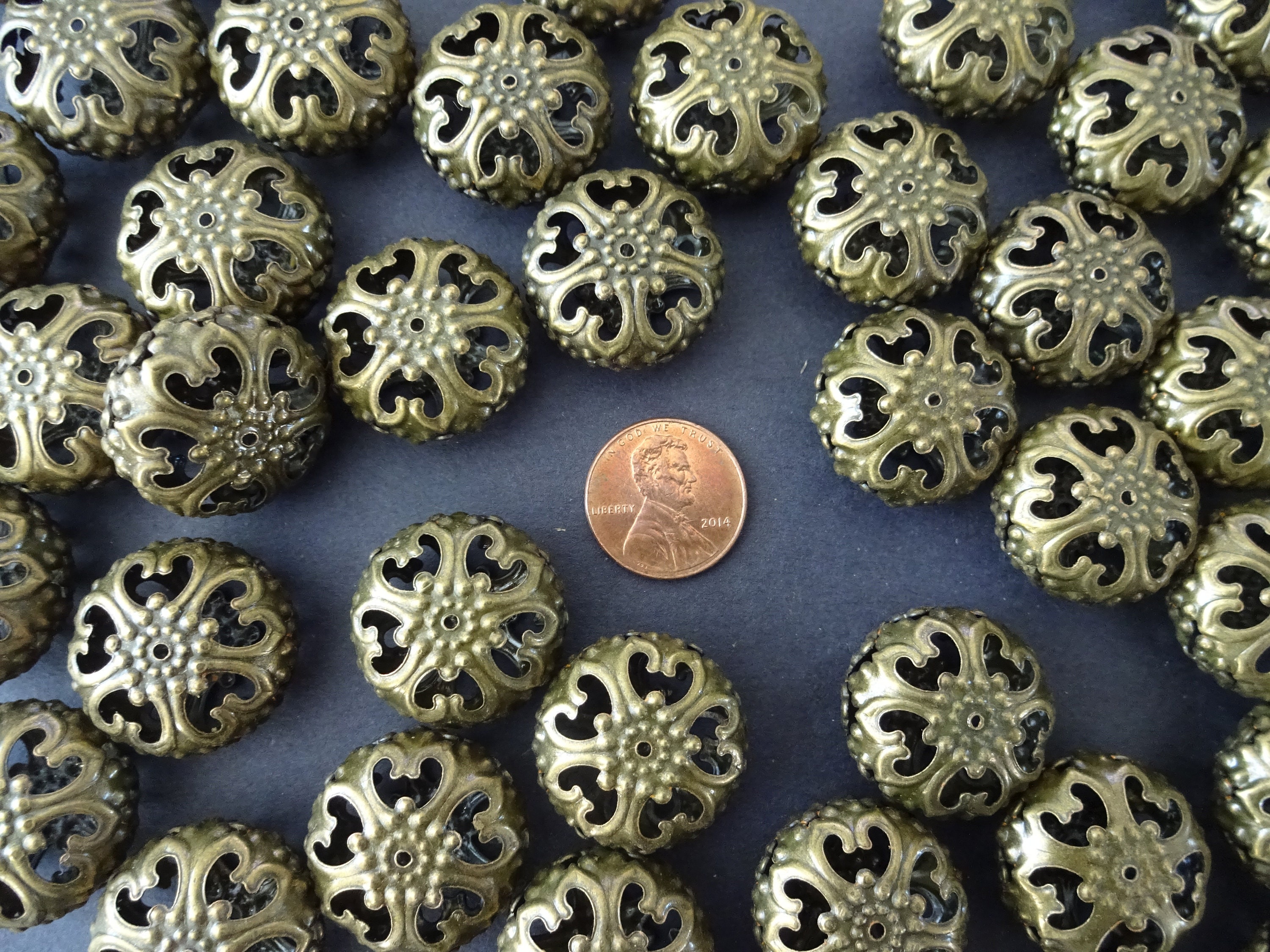 23mm Antiqued Bronze Color Beads, Iron Bead, Large Round Bead