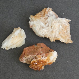 35-60mm 3 PACK Natural Barite with Vanadinite Cluster, One of a Kind 3 Pack, As Pictured Bladed Barite Cluster, Barite with Vanadinite