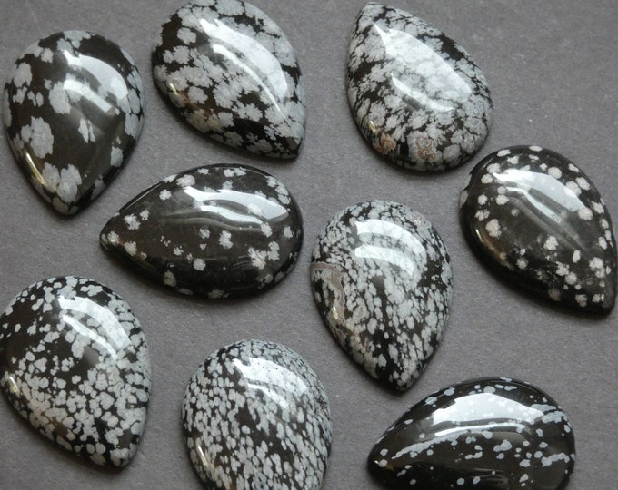 33.5mm Natural Snowflake Obsidian Gemstone Cabochon, Teardrop Cabochon, Polished Stone, Stone Cabochon, Natural Gemstone, Obsidian Focal