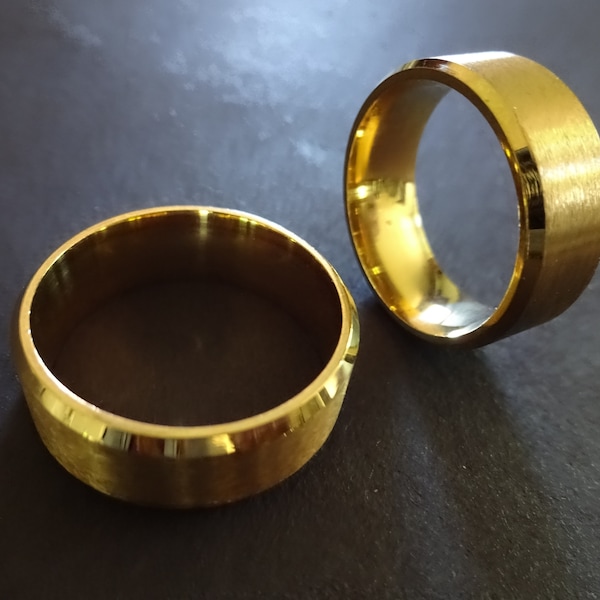 Beveled Titanium Steel Ring, Beveled Gold Steel Band, Size 6-12, Handcrafted Titanium Ring, Unisex Jewelry, Wedding Band, Engagement Ring