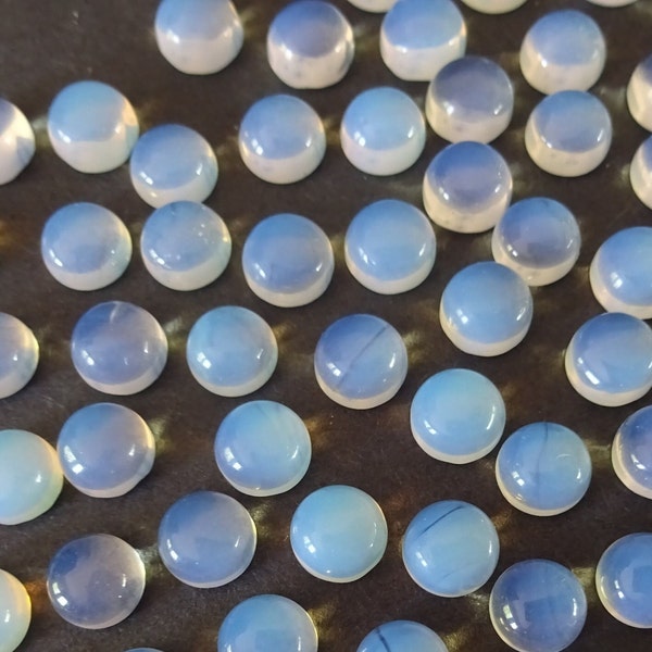 6mm Glass Opalite Cabochon, Round Half Dome Cabochon, Polished Opalite Stone, Clear Gem, Translucent & Semi Transparent, 12mm Round Cab