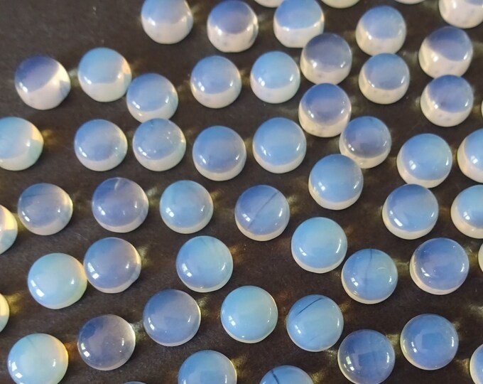 6mm Glass Opalite Cabochon, Round Half Dome Cabochon, Polished Opalite Stone, Clear Gem, Translucent & Semi Transparent, 12mm Round Cab