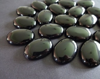 30x22x7mm Natural Black Agate Cabochon, Oval Cabochon, Polished Gem, Natural Stone, Extra Large Gemstone Focal, Classic Solid Black Color
