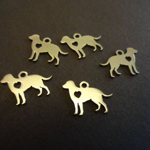 15.5mm Stainless Steel Dog Charms, Silver Color, Dog Pendant, Puppy Charm, Pet Charm Bead, Animal Lovers, I Love My Pet, Dog Silhouette