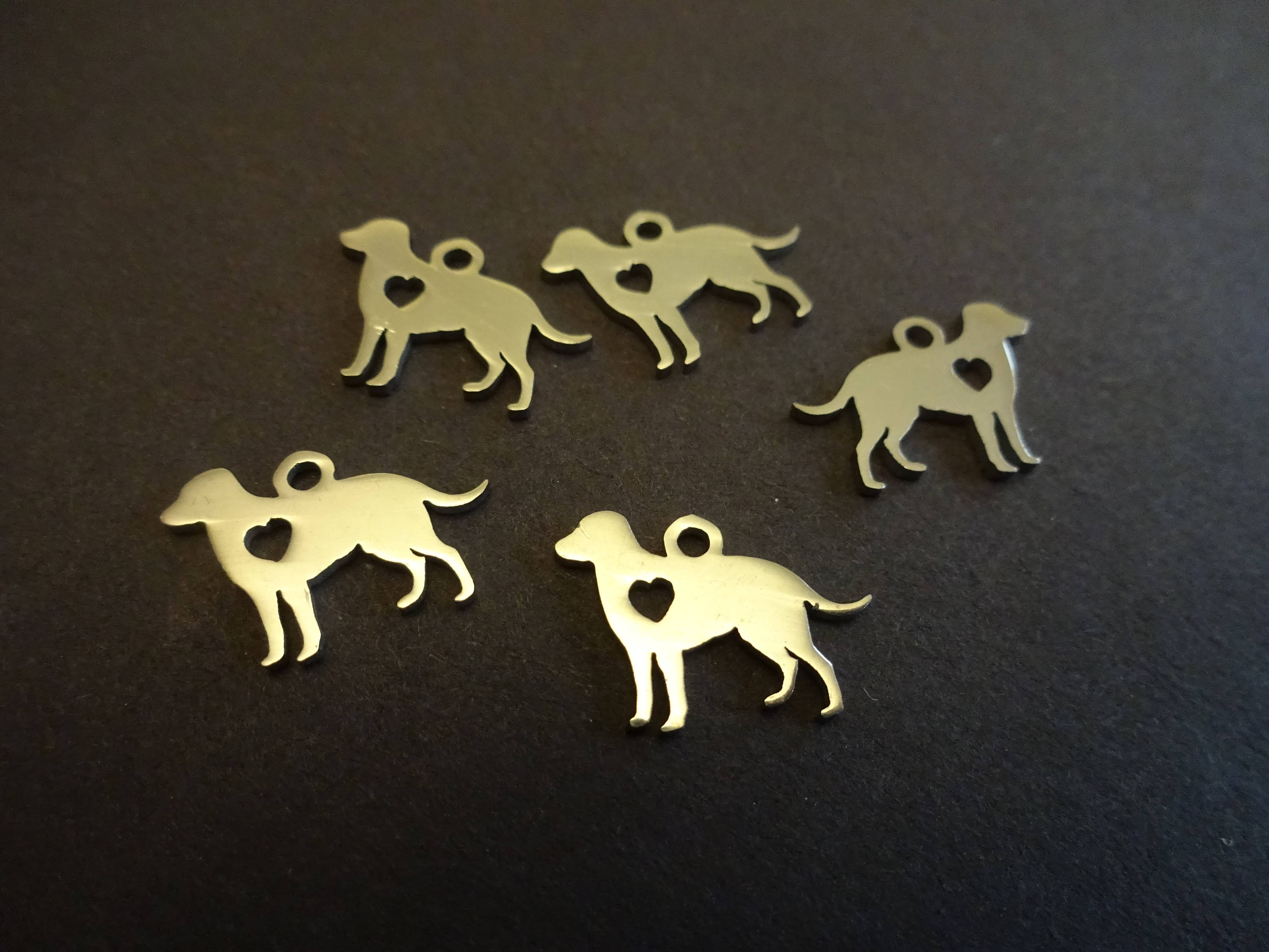 15.5mm Stainless Steel Dog Charms, Silver Color, Dog Pendant, Puppy