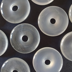 28-30mm Natural Agate Pendant, Dyed, Donuts, Gray Donut, Polished Gem, Natural Gemstone Component, Round Agate Stone, Wire Wrapping Stone