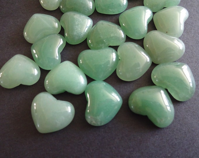 18x15mm Natural Heart Green Aventurine Gemstone Cabochon, Polished Gem, Natural Gemstone, Light Translucent Green, 15x18x6mm