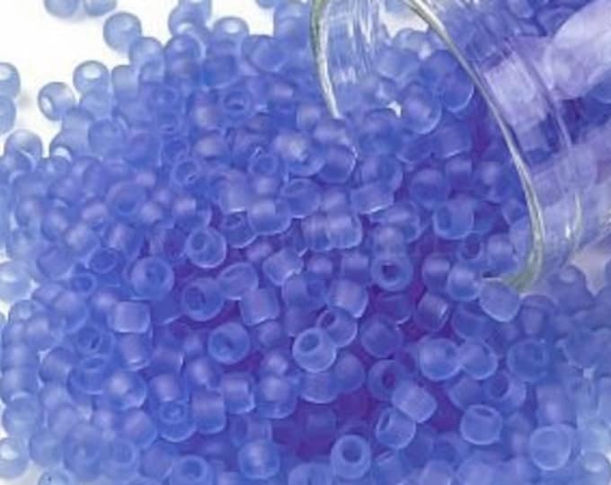 8/0 Toho Seed Beads, Transparent Light Sapphire (13F), 10 grams, About 222 Round Seed Beads, 3mm with 1mm Hole, Frost Finish