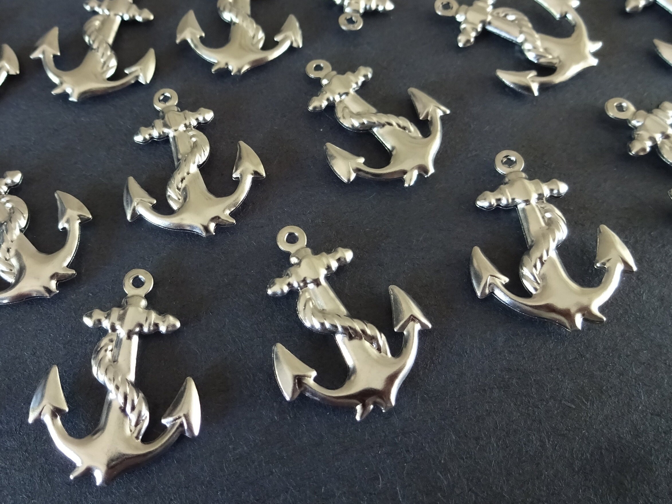 PACK OF 20 Stainless Steel 24mm Anchor Pendant, Large Anchor Pendants