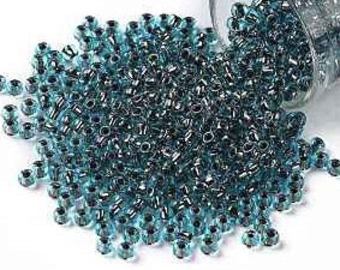 8/0 Toho Seed Beads, Copper Lined Light Aqua (748), 10 grams, About 222 Round Seed Beads, 3mm with 1mm Hole, Copper Lined Finish