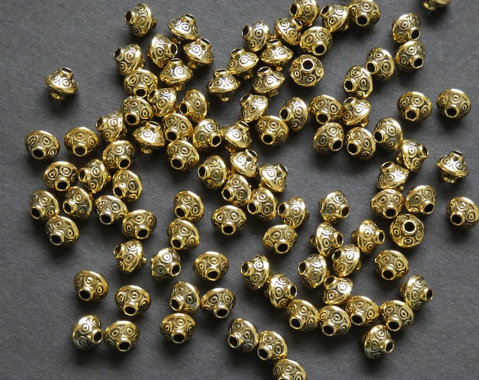 50 Pack of 6.5mm Round Tibetan Style Bead, Circular Metal Bead, Metal Spacer, Gold Spacer Beads, Gold Metal Beads, Round Spacer Bead, Space