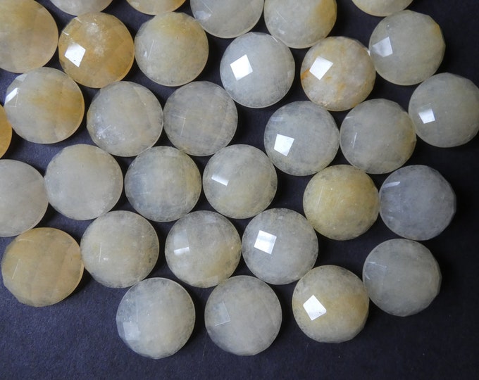 16mm Natural Topaz Jade Faceted Cabochon, Round Cabochon, Half Dome, Polished Stone, Yellow Cabochon, Natural Stone, Jade Stone, Gemstone