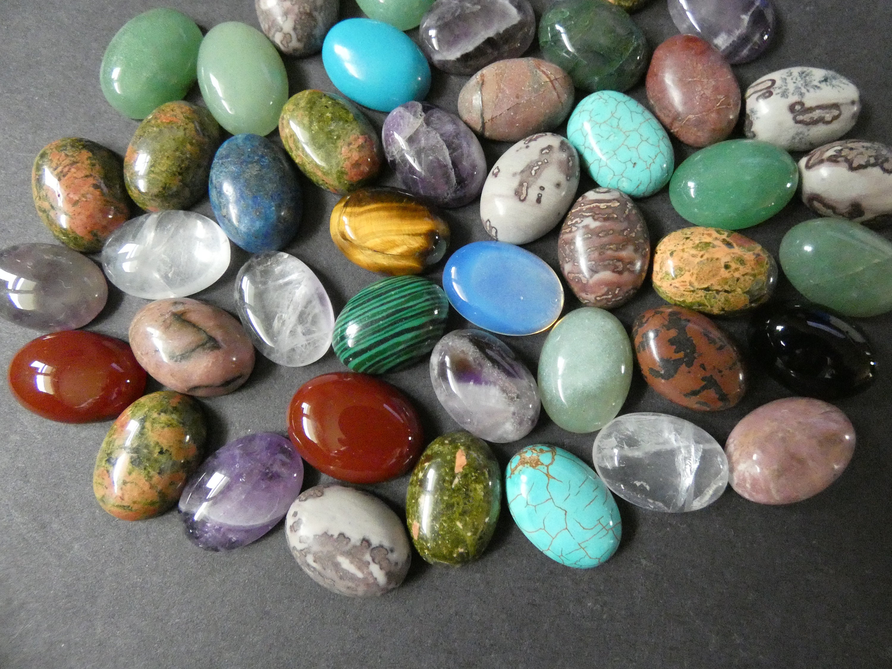 5 PACK 18x13mm Mixed Lot Gemstone Cabochons, Oval Cabochon, Polished