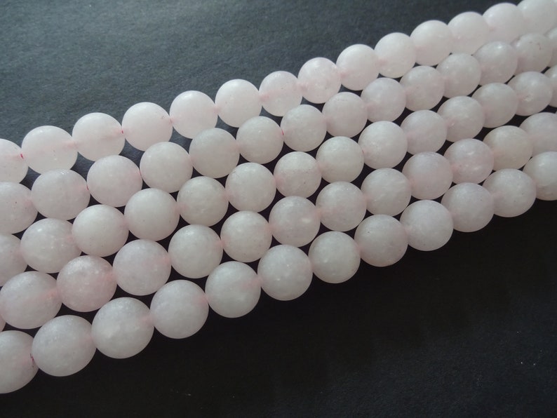 Round Quartz Stone 10mm Natural Rose Quartz Frosted Ball Beads Pink Unfinished Light Pink 15.5 Inch Strand About 36 Gemstone Beads