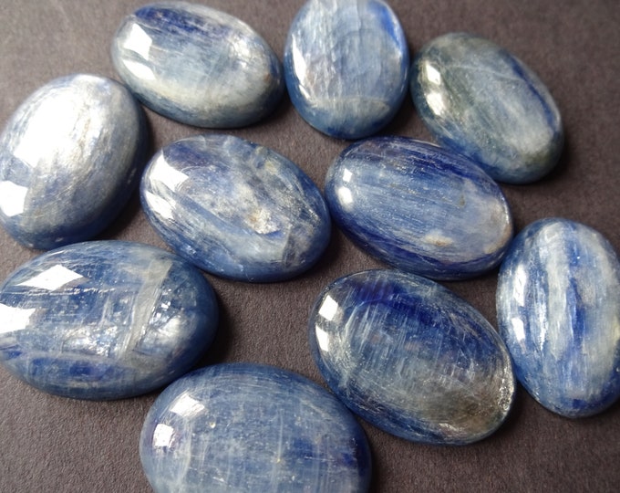 25x18mm Natural Kyanite Cabochon, Oval Cabochon, Polished Stone, Blue Cabochon, Natural Stone, Deep Blue, Silvery Effect, Gemstone Jewelry