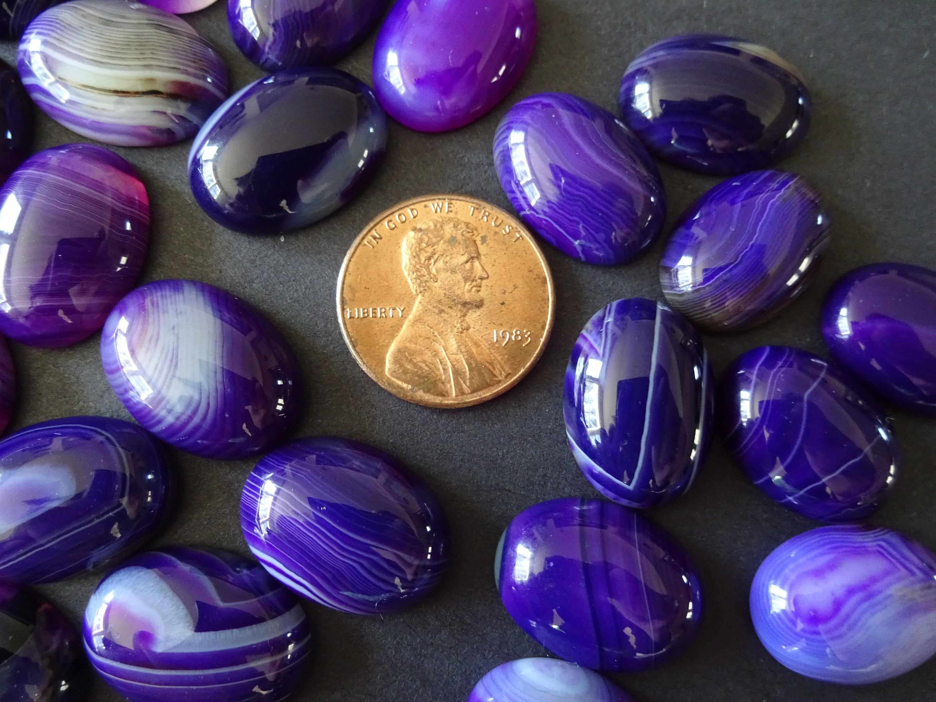 18x13x5mm Natural Purple Agate Gemstone Cabochon, Dyed Oval Cabochon, Polished Agate, Purple