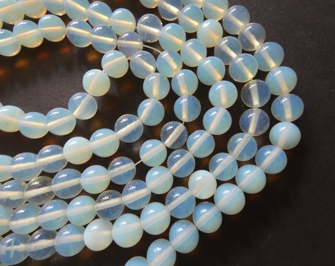 10mm Opalite Gemstone Beads, 15.5 Inch Strand, Polished, Stone Cabochon, About 36 Beads, Translucent, Semi Transparent, Milky White Clear