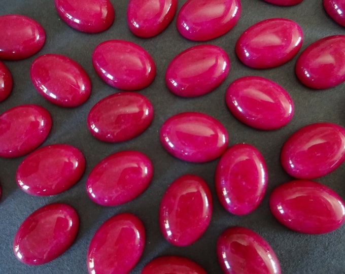 18x13mm Natural White Jade Gemstone Cabochon, Dyed, Maroon Oval Cab, Polished Gem Cabochon, Natural Stone, Jade Stone, Red Jade Cabs