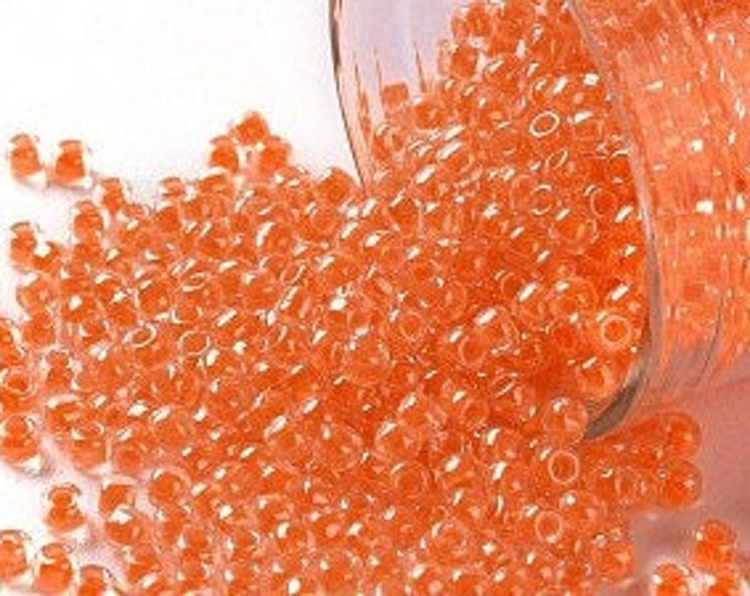 11/0 Toho Seed Beads, Luminous Neon Orange (802), 10 grams, About 1100 Round Seed Beads, 2.2mm with .8mm Hole,  Luminous Finish