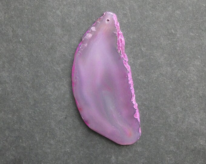 95x43mm Natural Agate Slice Pendant, Gemstone Pendant, Large Pink Agate Slice, Dyed, One of a Kind, Only One Available, Unique Agate Nugget