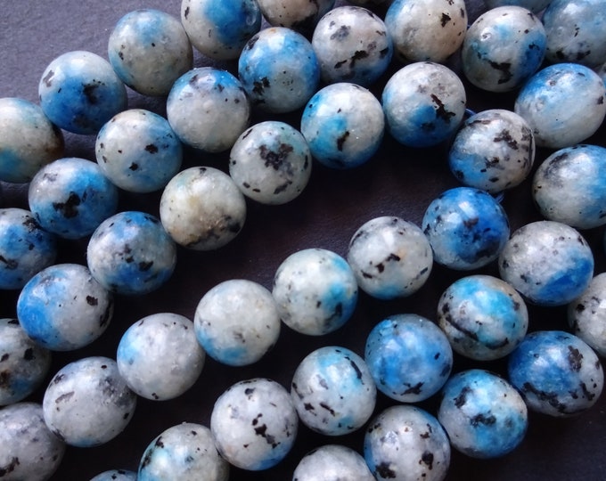 15.5 inch Strand 8mm Raindrop Azurite Ball Beads, Dyed Gemstone, About 47 Beads, K2 Stone Beads, Blue and Gray, Gemstone Bead Strand