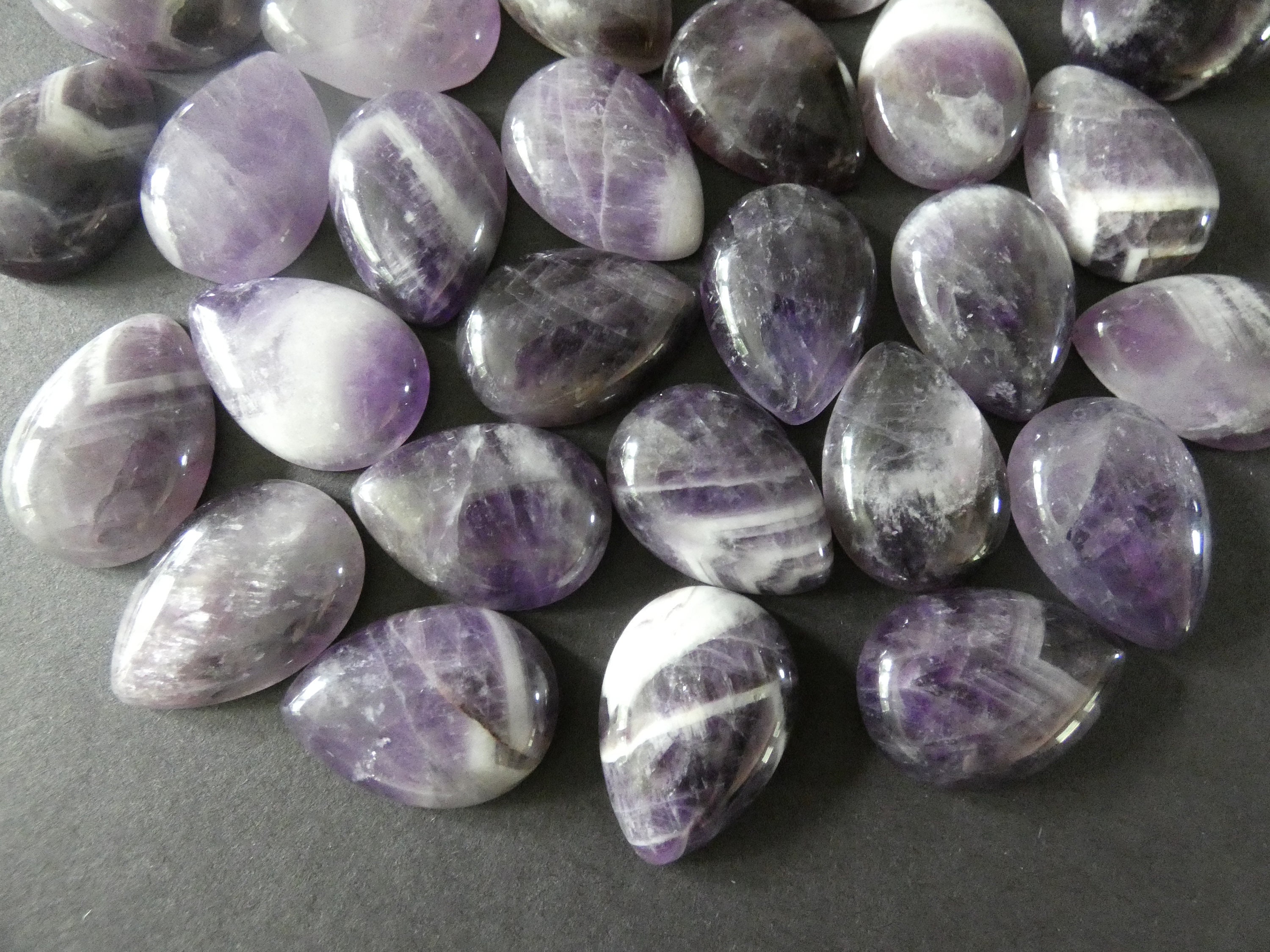 25mm Natural Amethyst Cabochon, Teardrop Gemstone Cabochon, Purple