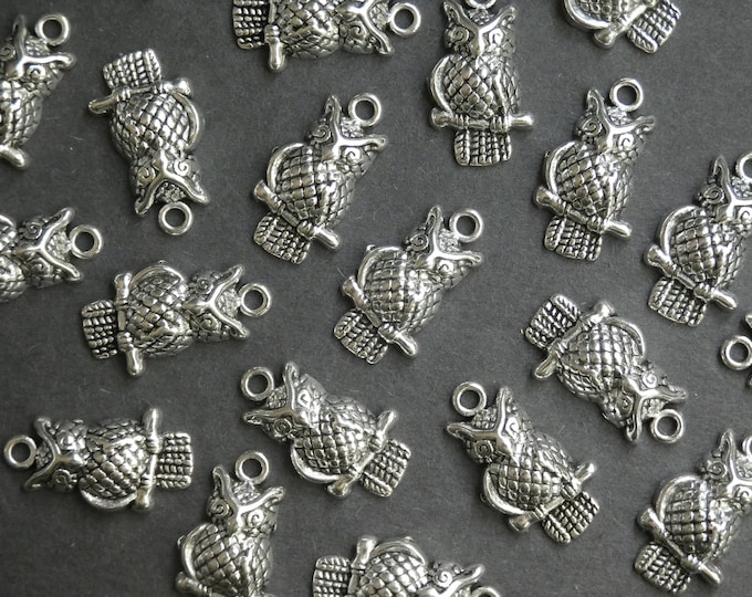 20 PACK of 22mm Owl Pendant, Tibetan Style Metal Pendant, Metal Owl Pendant, Silver Owl Pendant, Silver Metal Pendant, Owl Charms