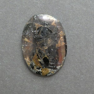 40x30mm Natural Obsidian Gold Metal Matrix Cabochon, Large Oval, One of a Kind, As Seen in Image, Only One Available, Gemstone Cabochon
