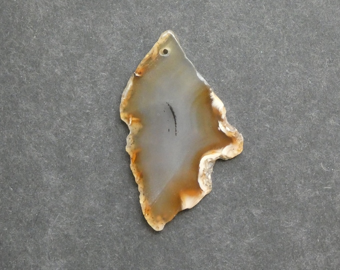 58x35mm Natural Agate Pendant, Gemstone Pendant, Brown, Dyed, One of a Kind, Only One Available, Large Agate Nugget, Unique Agate Charm