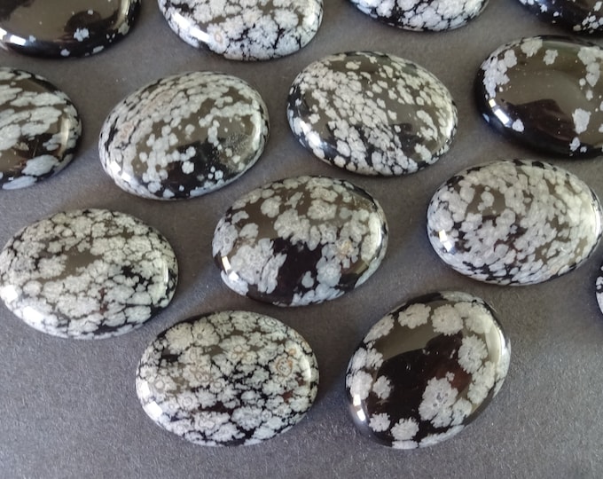 30x22mm Natural Snowflake Obsidian Cabochon, Oval Gemstone Cabochon, Polished Gem, Black and Gray, Beautiful Stone, Unique Gemstone, Jewelry