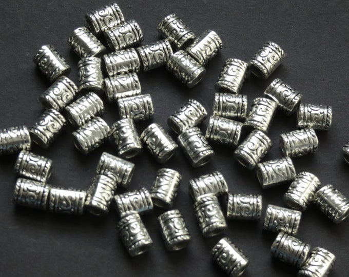 50 PACK of 9mm Metal Column Beads, Tibetan Style Column Bead, Metal Column Bead, Silver Retro Beads, Silver Metal Beads, Retro Column Bead