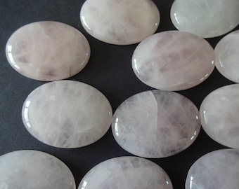 40x30mm Natural Rose Quartz Cabochon, Oval Gemstone Cabochon, Pink Stone, Pretty Gem, Polished Gem, Quartz, Light Pink, Pale Pastel