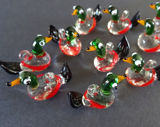 23-26mm Handmade Lampwork Glass Duck Pendant, Duck Charm, Beautiful Mallard Charm, Glass Mallard Pendant, Duck Glass Pendant