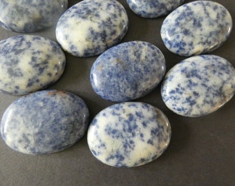 40x30mm Natural Blue Spot Stone Cabochon, Oval Cabochon, Polished Stone, Blue Stone Cabochon, Natural Gemstone, Spotted Stone Focal, Gems