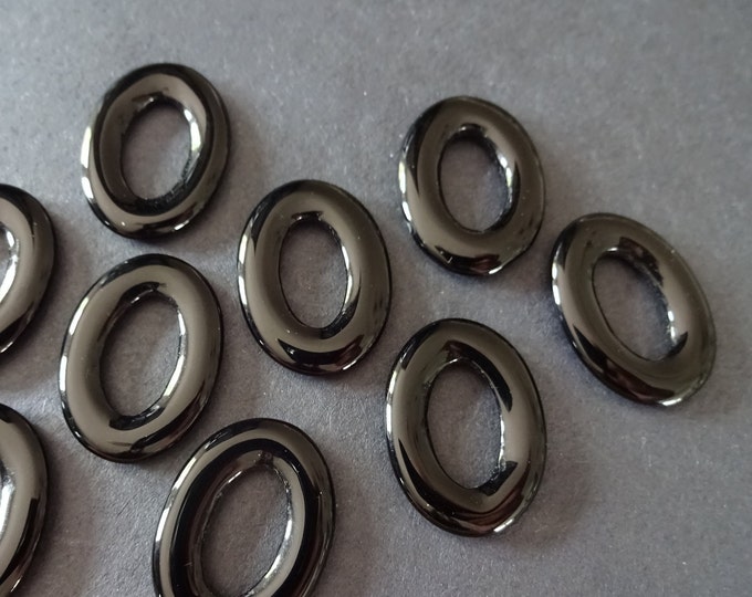 23x17mm Natural Black Agate Linking Rings, Dyed & Heated, Oval Stone Ring, Large 14mm Hole, Polished Gem, Natural Stone Loops, Gem Beads