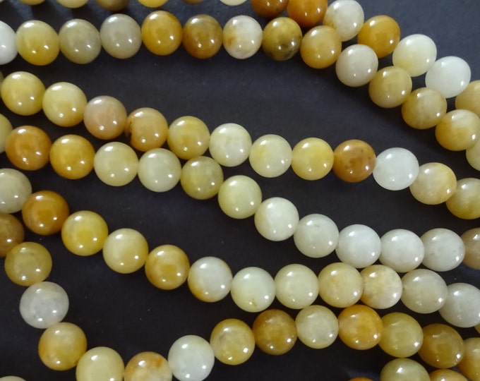 8.5mm Natural Old Topaz Jade Ball Bead Strand, 14.6 Inch Strand Of About 45 Stone Beads, Natural Gemstone Beads, Round Jade Bead, Yellow