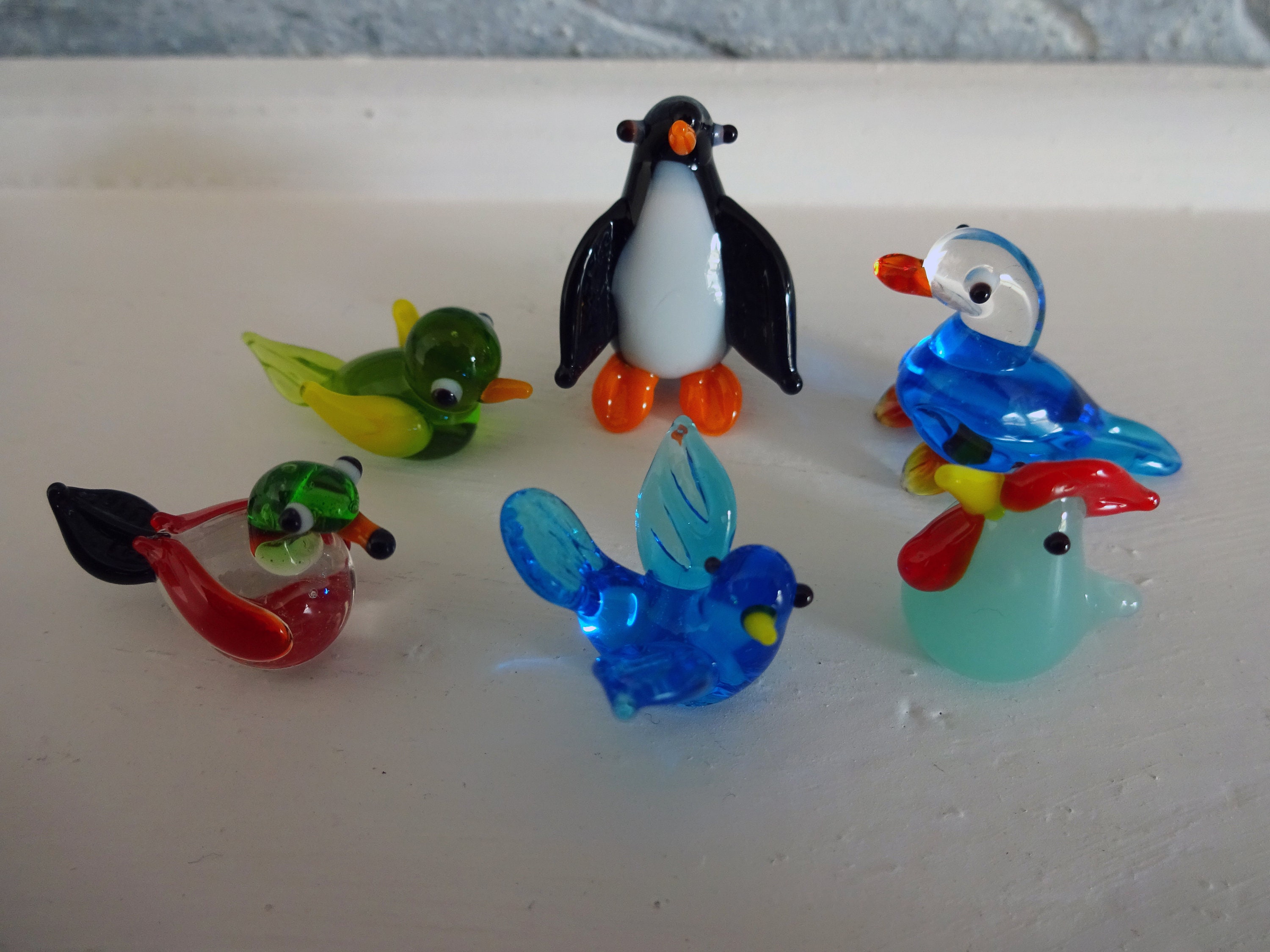 Glass Bird Set 16 27mm Mini Lampwork Glass Animals Collect All 6