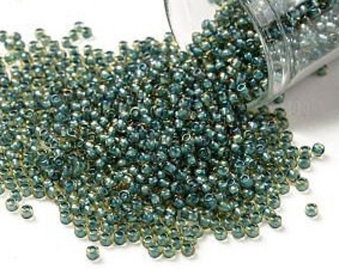 11/0 Toho Seed Beads, Sour Apple Picasso (310), 10 grams, About 1100 Round Seed Beads, 2.2mm with .8mm Hole, Shiny Finish