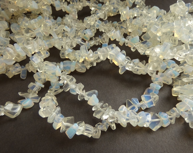 34 Inch Strand 3-13mm Opalite Beads, About 200 Beads, Clear Stone Nuggets and Chips, Translucent Stone Beads, Small Opalite Stone Pebbles