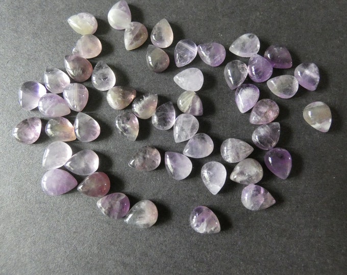 8x6mm Natural Amethyst Cabochon, Teardrop Gemstone Cabochon, Purple Amethyst Stone, Pretty Gem, Polished Gem, Purple Birthstone, Pastel