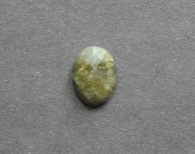 18x13x6mm Natural Labradorite Cabochon, Faceted Cab, Oval, One of a Kind, Gemstone Cabochon, Unique Labradorite Stone, Only One Available