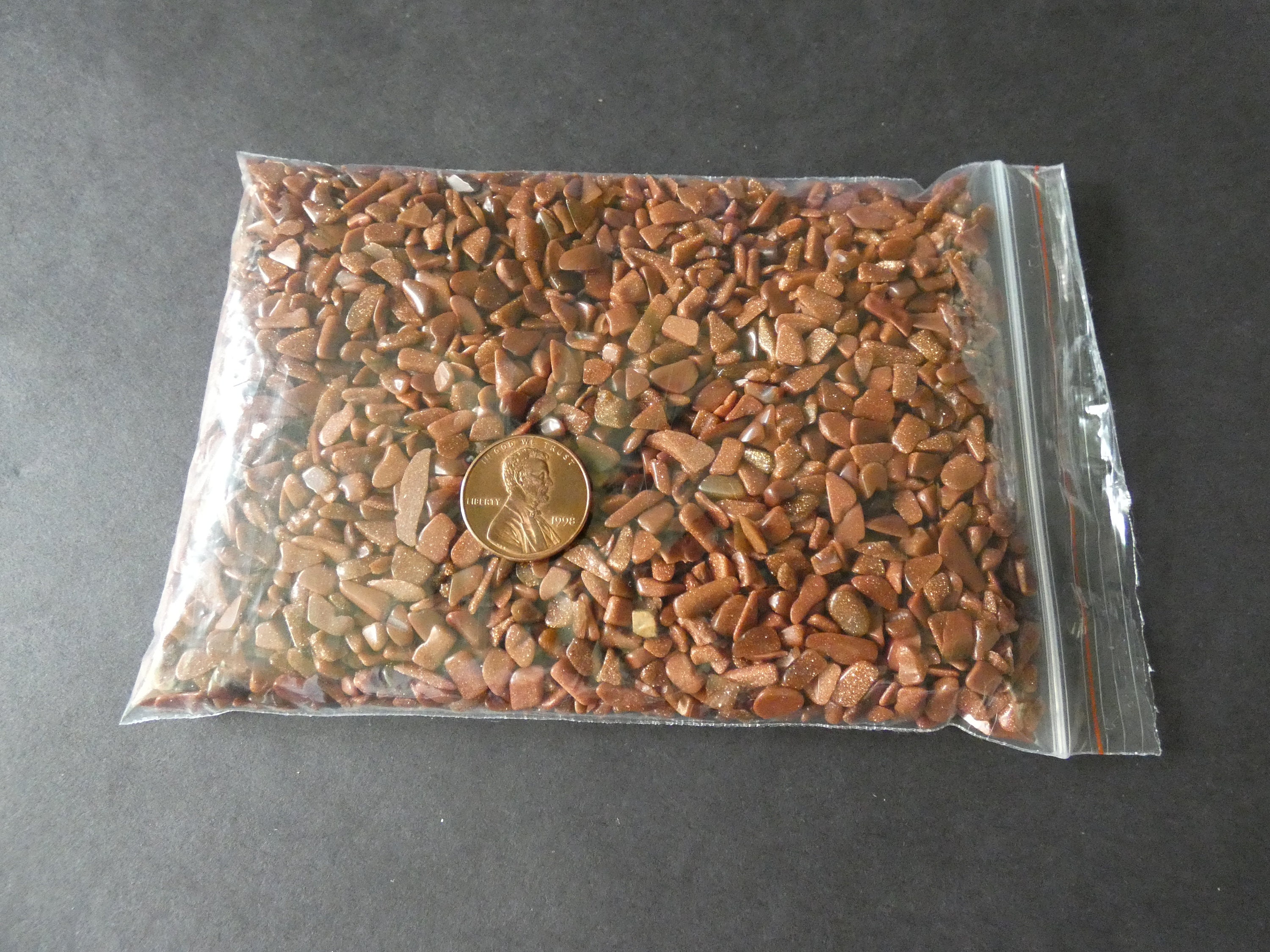 250 Grams Goldstone Chips, Undrilled, 28x24mm Size, Half