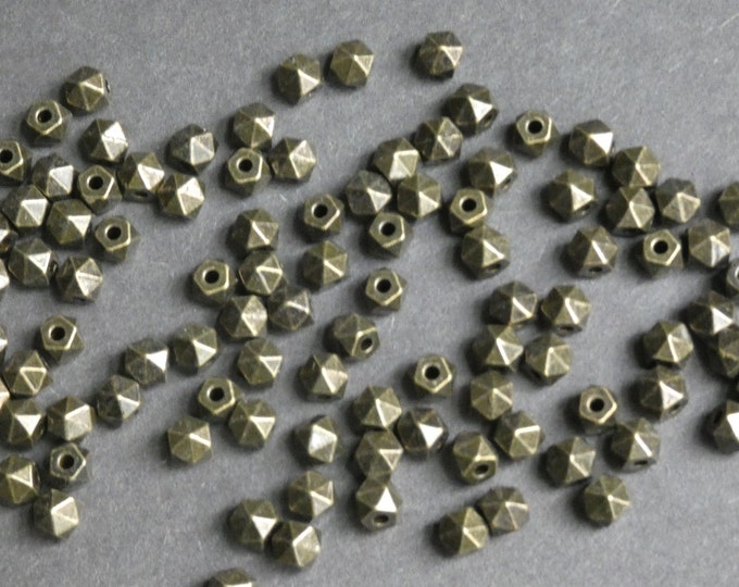100 PACK 5mm Metal Geometric Beads, Metal Bead, Metal Tubes, Antiqued Metal Gemotric Spacer, Simple Bead, Tibetan Style, Bronze Color