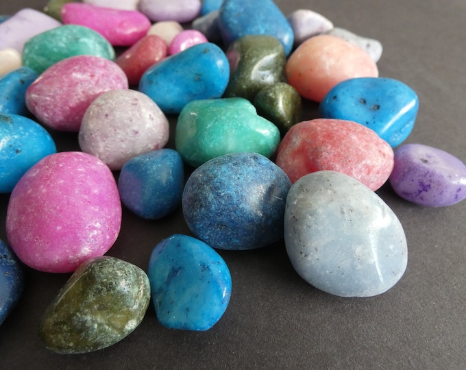 200 GRAMS Natural Undrilled Quartz Nuggets, Dyed, About 20-22 Stones, 10-30mm Each, No Holes, Lot Of Quartz Pieces, Mixed Color, Polished