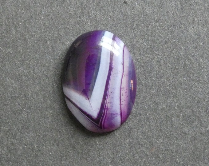 30x22x8.5mm Natural Striped Agate Cabochon, Oval, Purple, One Of A Kind, As Seen In Image, Only One Available, Striped Agate Cab, Unique Cab