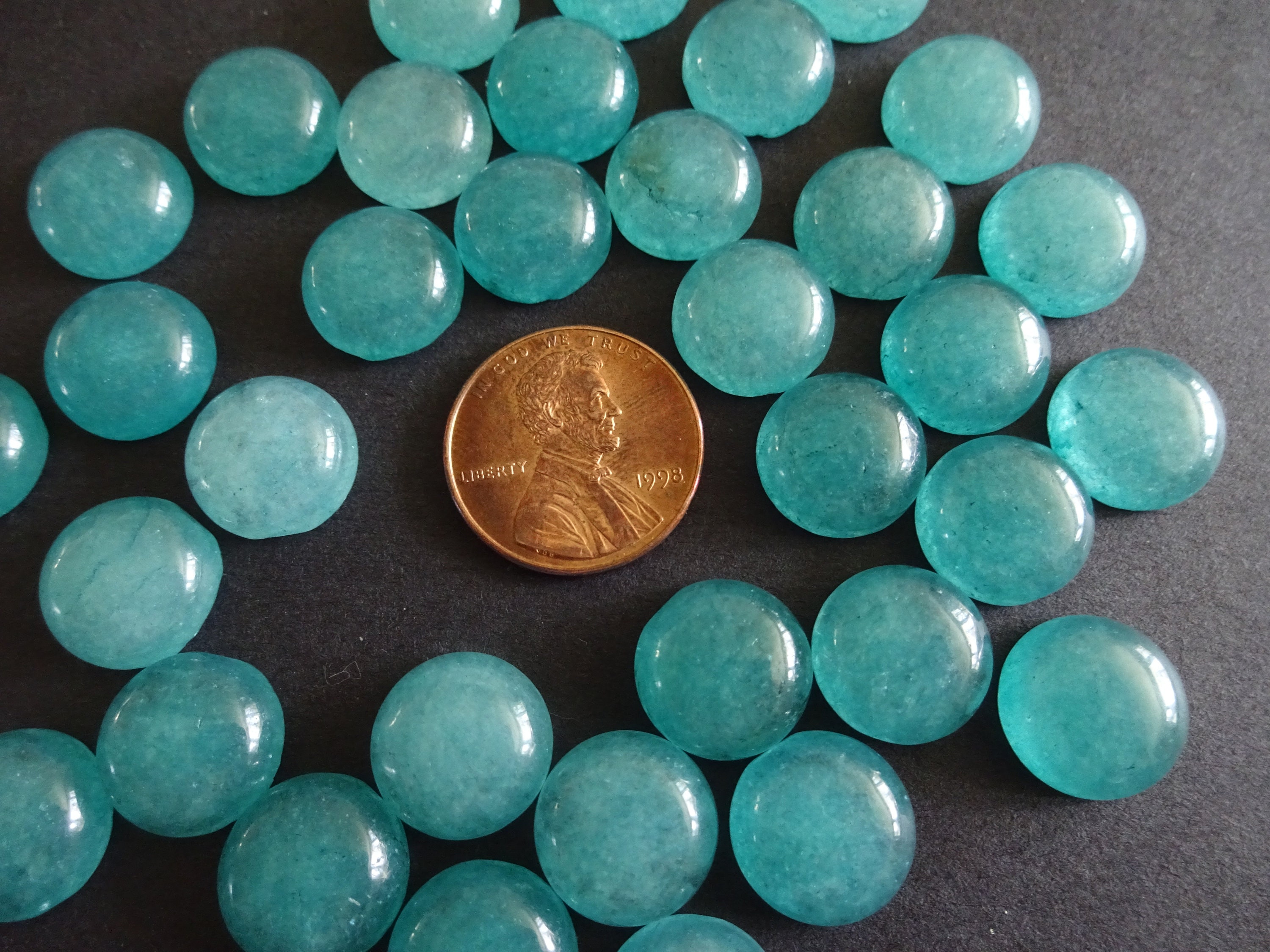 12mm Natural White Jade Gemstone Cabochon, Dyed, Round Cabochon, Dome
